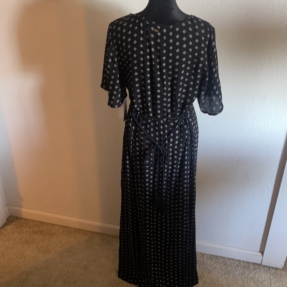 O'Neill caftan, long dress w/slit in front, size small black & white NWT - Picture 5 of 6